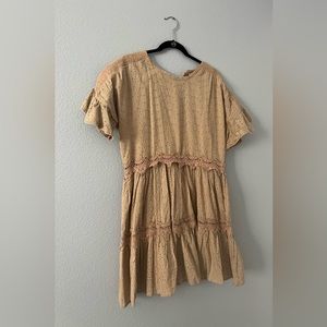 Camel colored eyelet dress